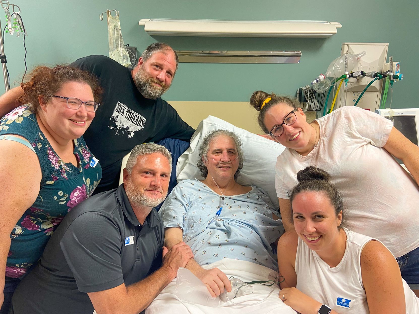 Mike Leick and his family at the hospital